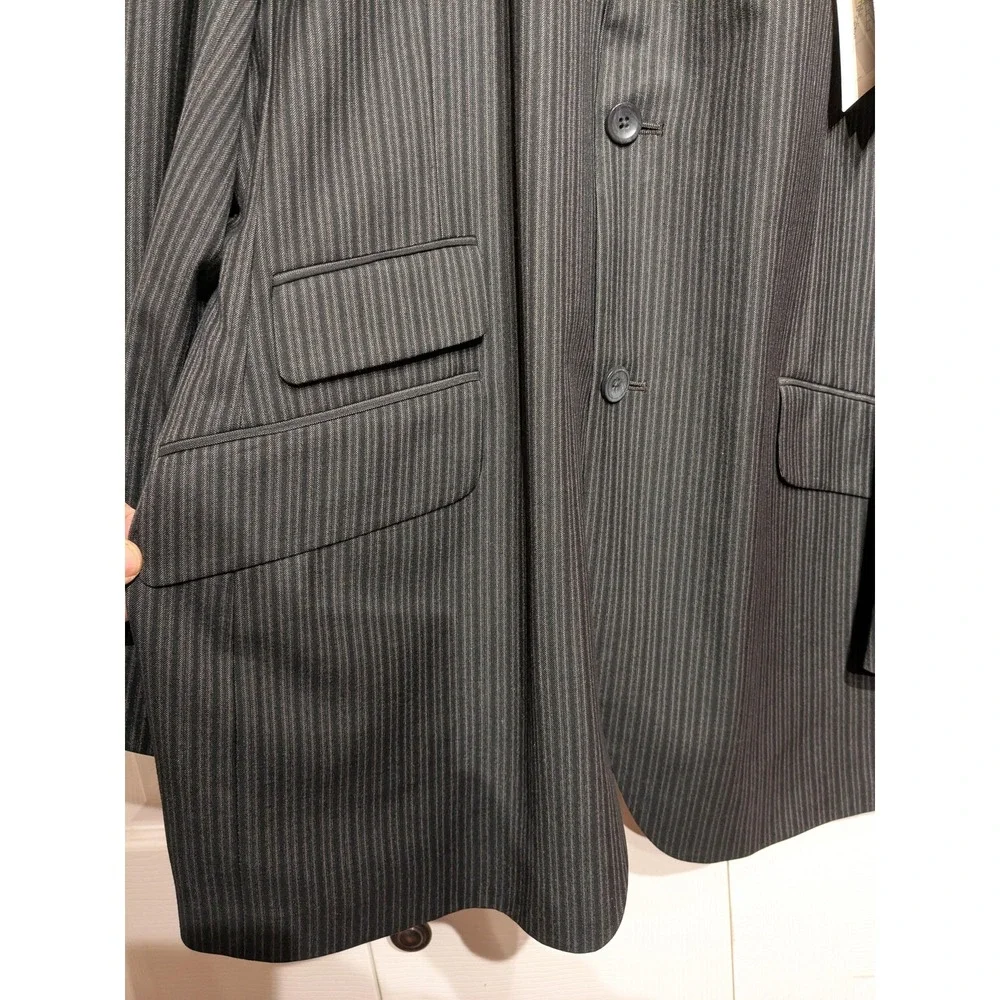 Billy London Jacket Mens 44L Gray Pinstripe Blazer Coat Two Button 10-BL2292 NWT